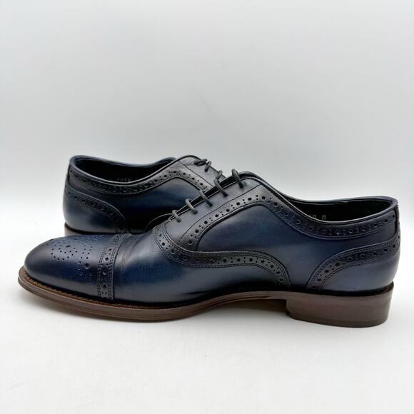 Mercanti Fiorentini Mens 7010 Oxford Shoes US 10 M Navy Leather GUC